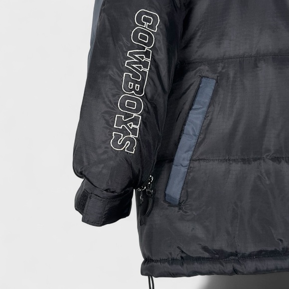 NFL Reebok Dallas Cowboys Mens Large Navy Blue Black Embroidered Puffer Jacket - Picture 7 of 15